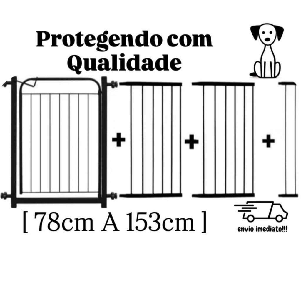 Portão Pet Para Cachorro Porta 78cm A 153cm Com 3