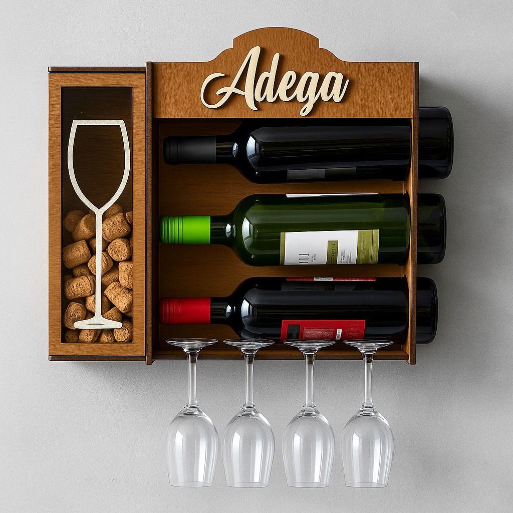 Adega De Parede Barzinho Com Suporte Para Rolhas E