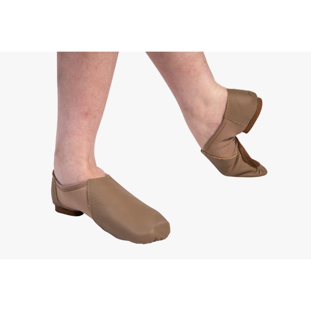 Botinha de Jazz em Couro e Neoprene Bege