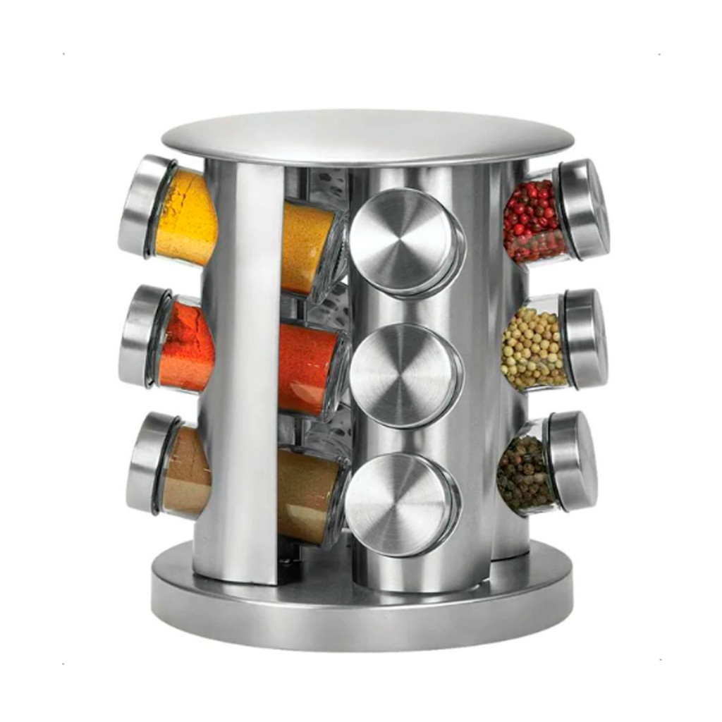 Porta Temperos e Condimentos Giratório de Inox co