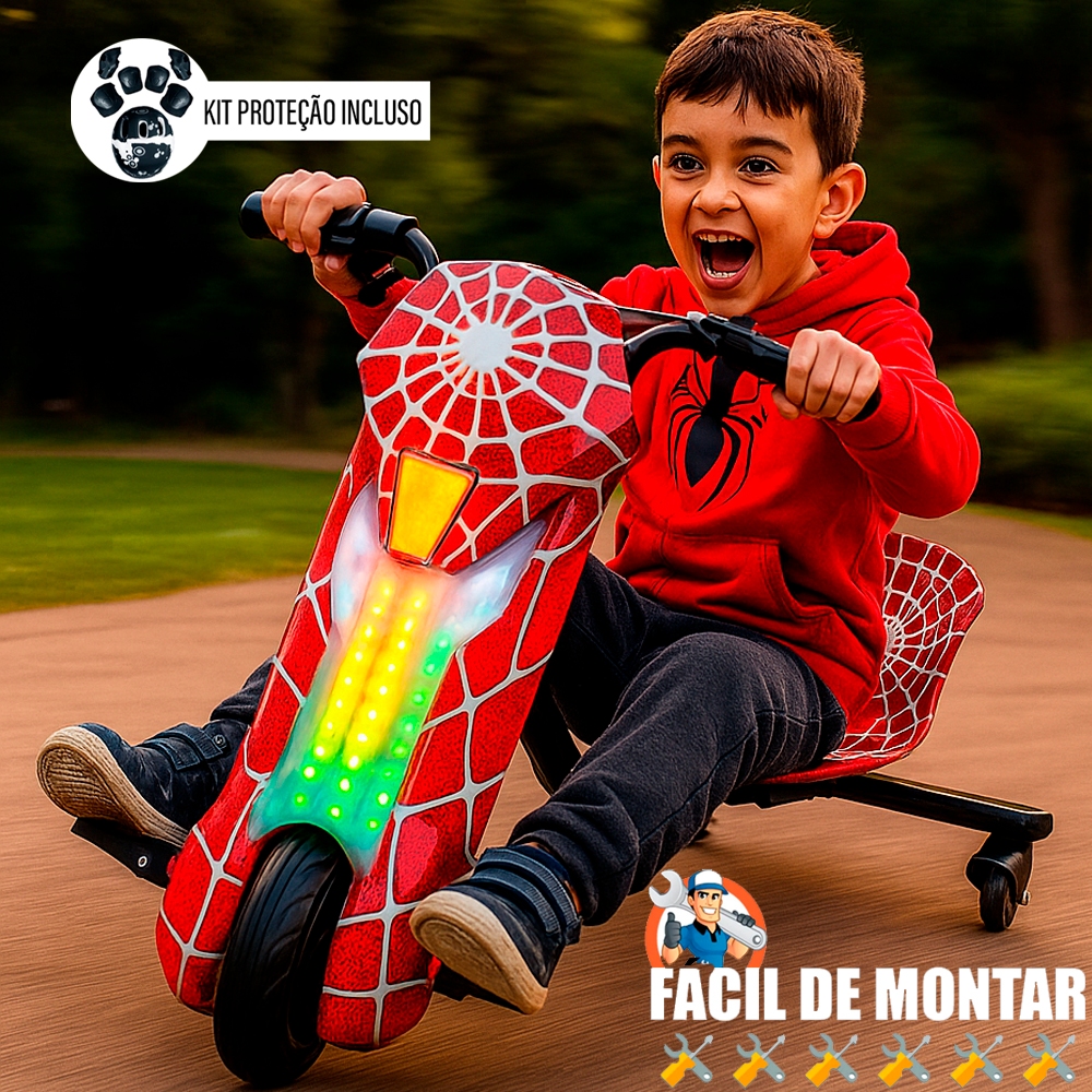 Triciclo Infantil Elétrico Drift 8 Poleg. com Blu