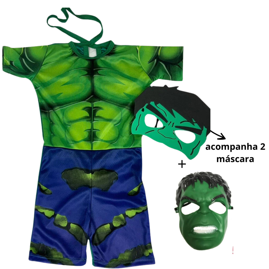 Fantasia infantil Hulk Heróis com 2 Máscara