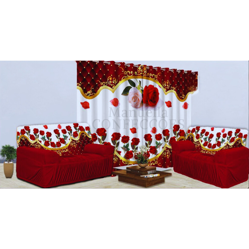 Kit capa de sofá 2 e 3 lugares Mais  Cortina esta
