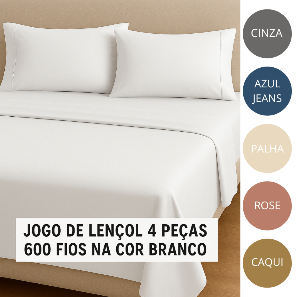 Joso de lençol Queen Size 4 Peças 600 Fios ̵