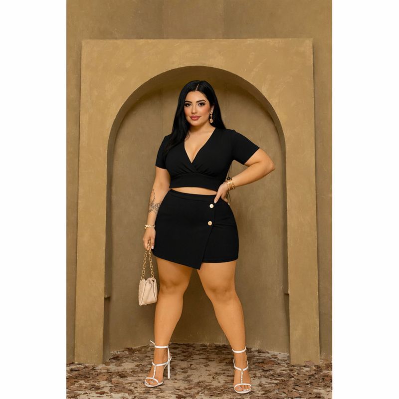 Conjunto Plus Size Feminino  – Short saia e 