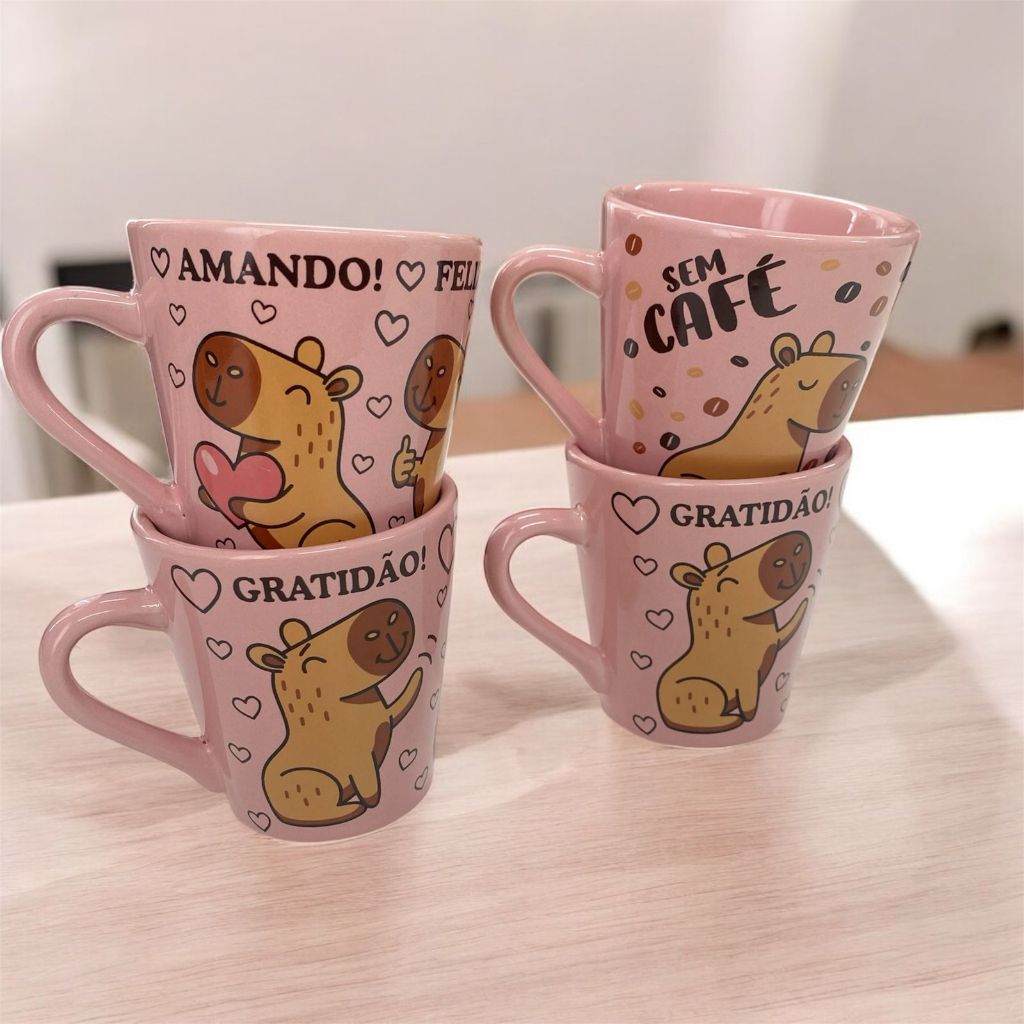 Kit Xícara/Caneca 120ml Café Capivara Chá Prese
