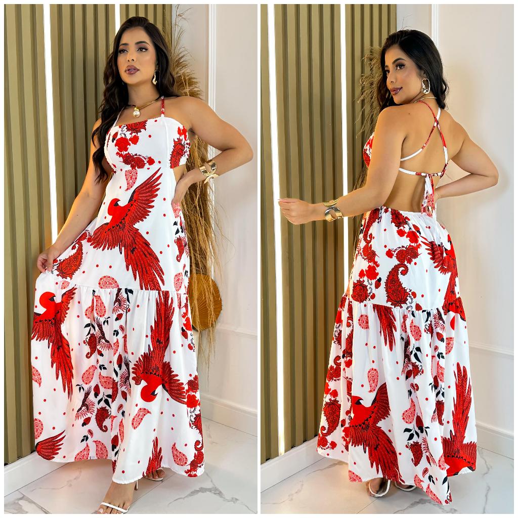 Vestido Longo Feminino Com Forro e Bojo e Regulage
