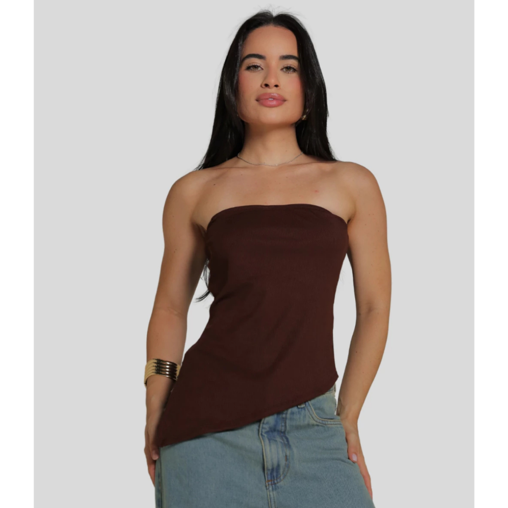 Blusa Feminina Tomara Que Caia Assimétrica Com Bo