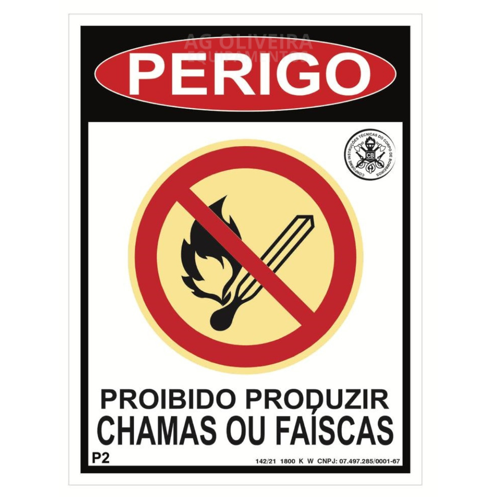 Placa de Sinalização Fotoluminescente P2- Perigo