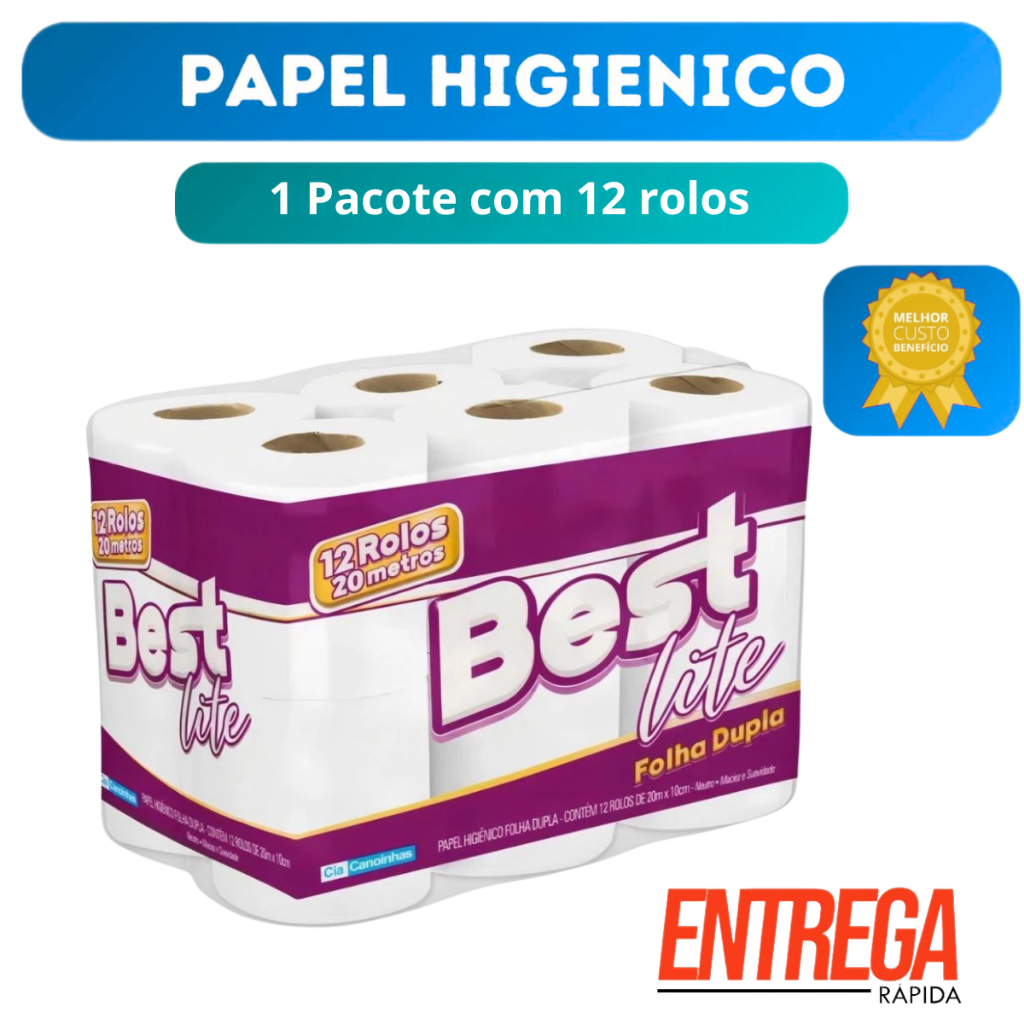 Papel Higiênico Best Lite com 12 Rolos Folha Dupl