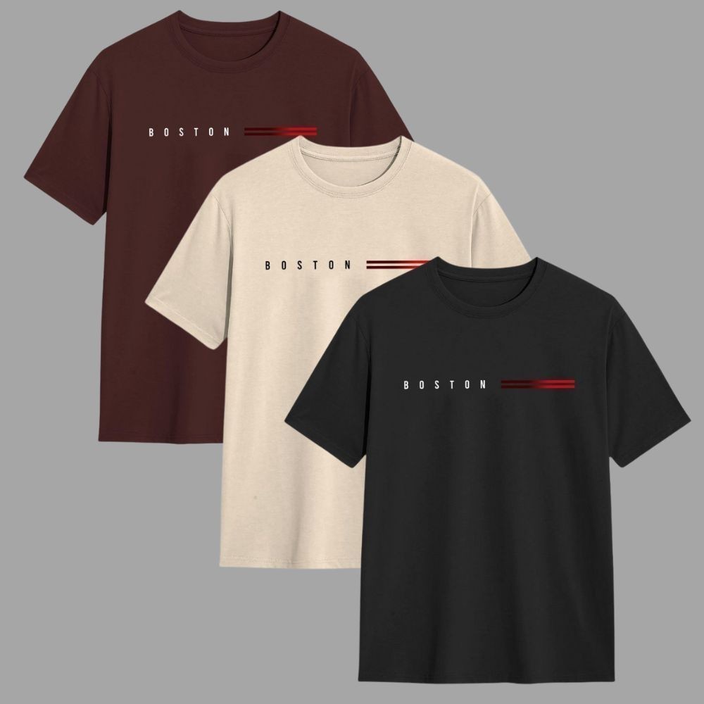 Kit 3 Camisetas Masculina 100% Algodão Gola Redon