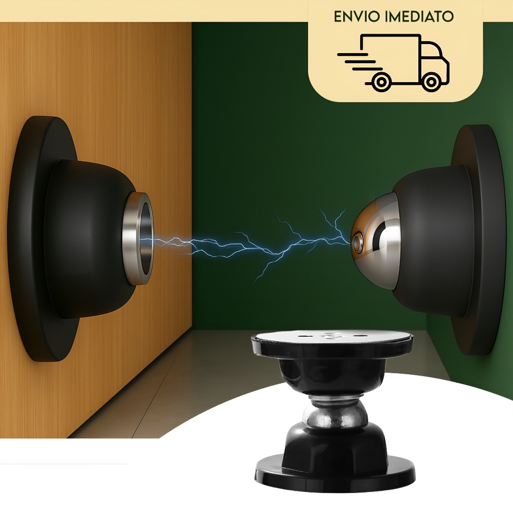 Batente de Porta Magnético Inox Com Adesivo