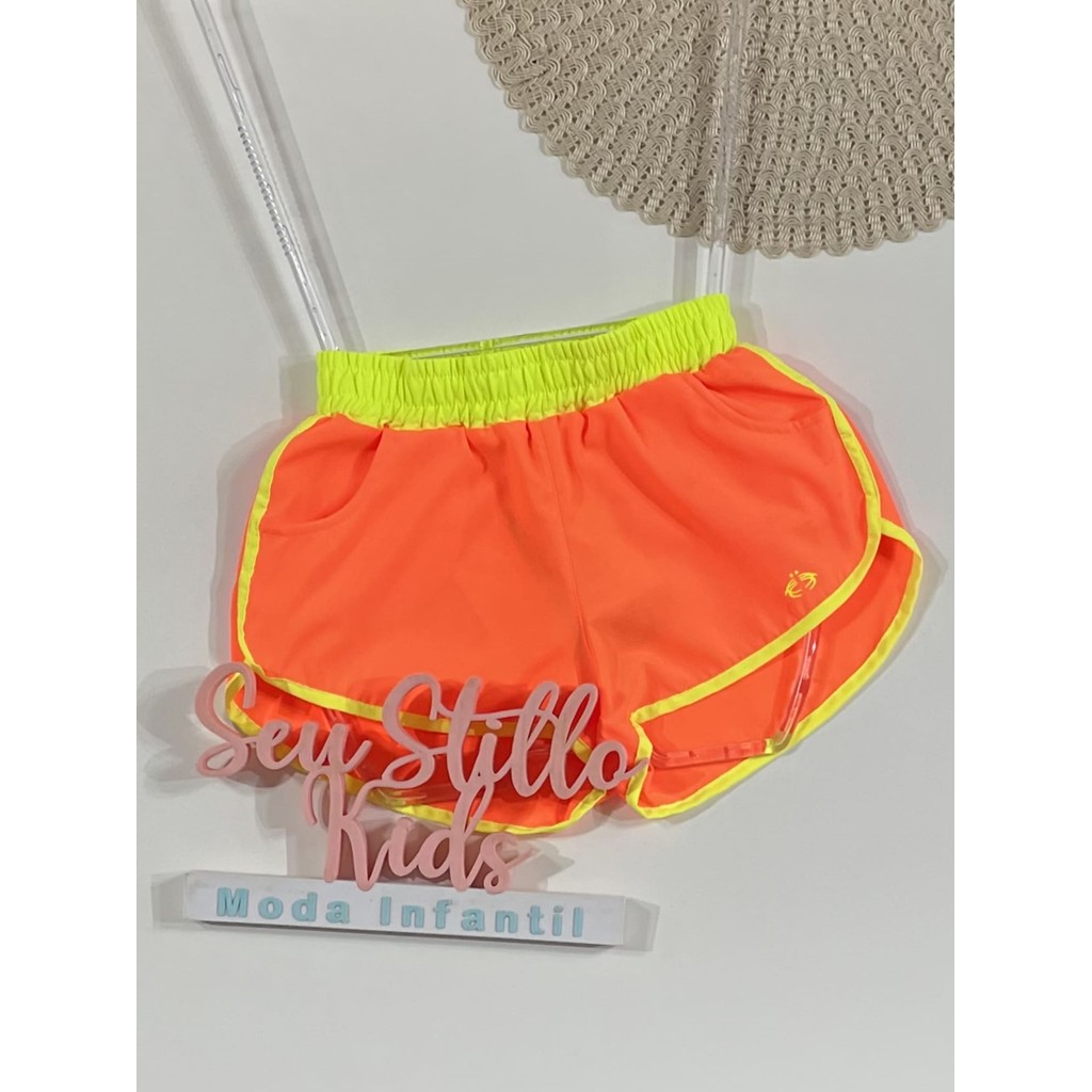Shorts Infantil Siri Kids Nylon Laranja Flour 4006