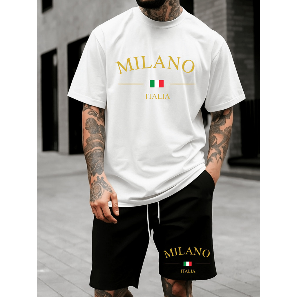 Conjunto Streetwear Milano Italia Camisa 100% Algo