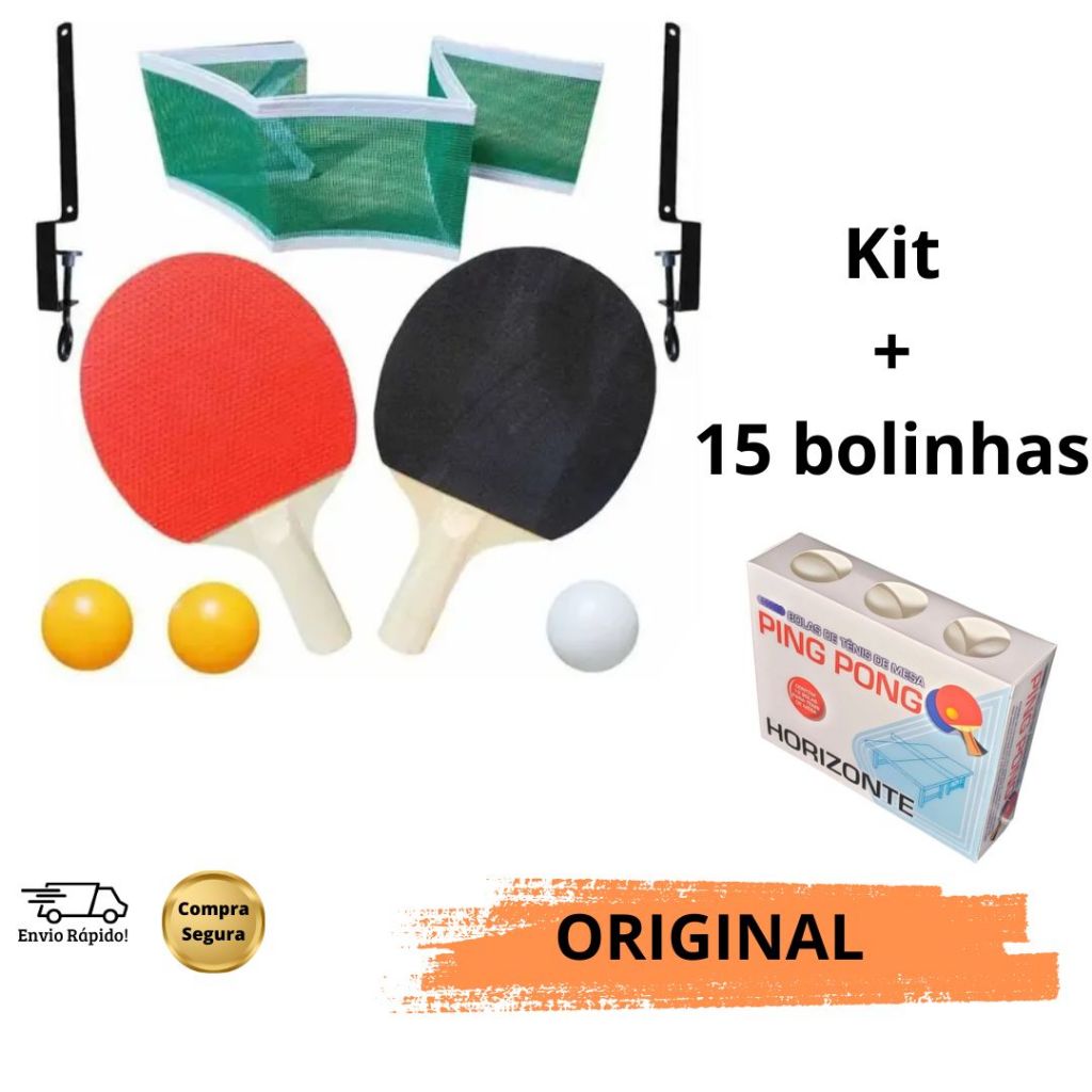 Kit Ping Pong Tênis de Mesa com 15 bolinhas + 2 R
