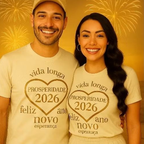 Kit 2 Camisetas Ano Novo Réveillon 2026 Estampada