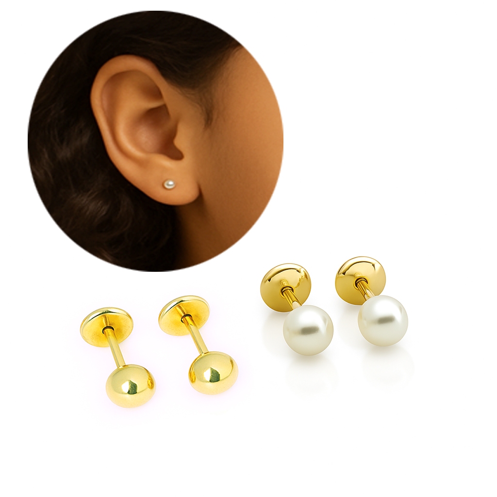 Kit 2 Pares Brincos Bebê Intantil Menina Antialé