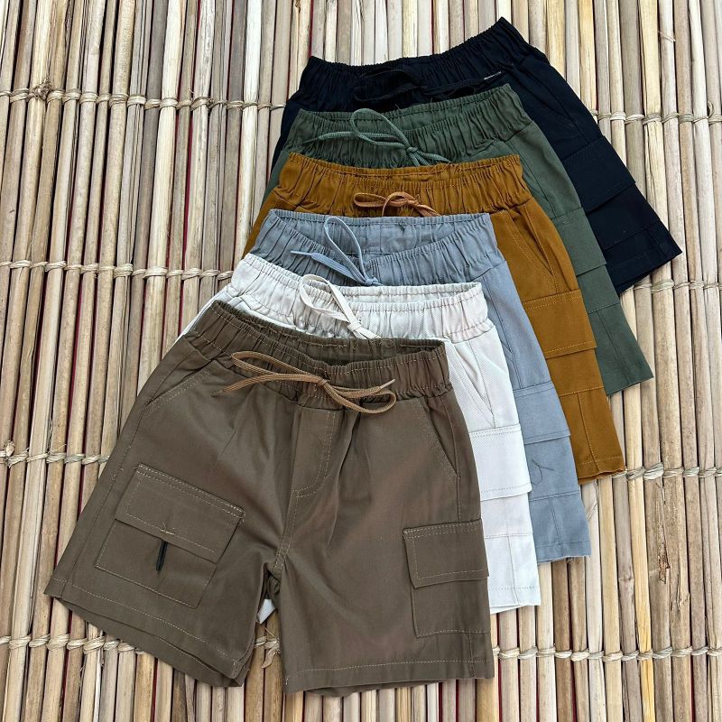 BERMUDA INFANTIL MENINOS DE SARJA CARGO PEDRINHO