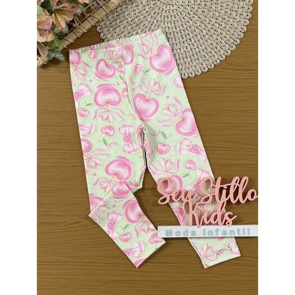 Calça Legging Infantil Cinti Verão Verde Docinho