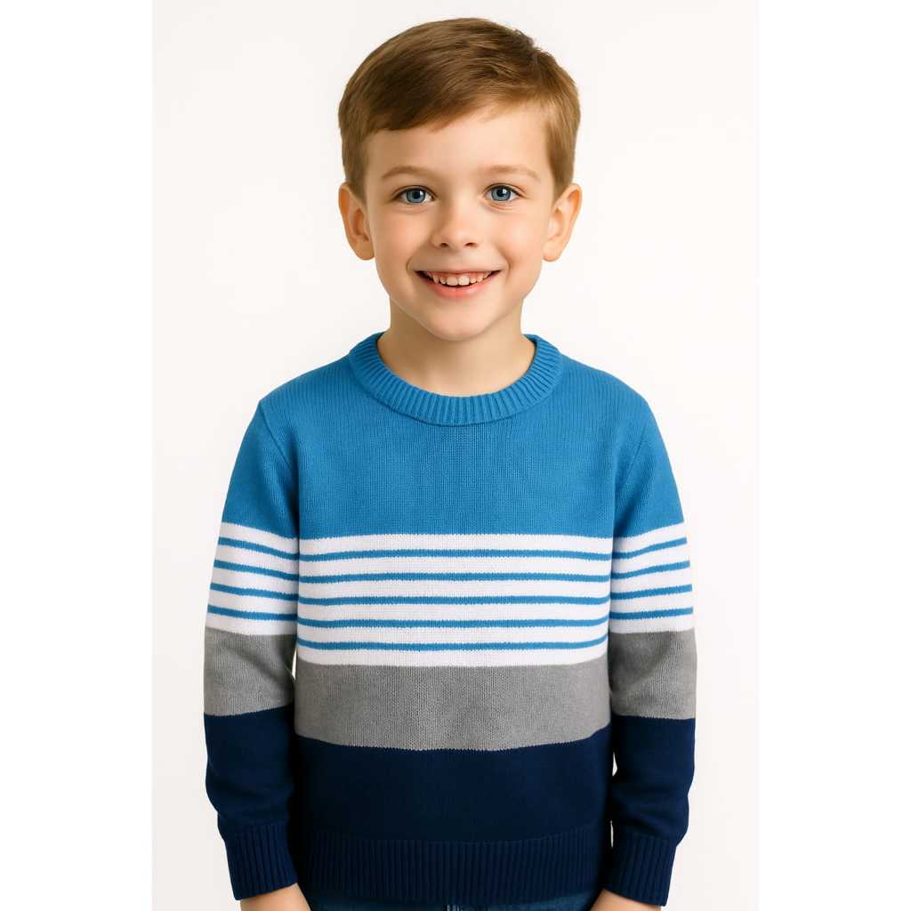Suéter Listrado Infantil Tricot Inverno – M