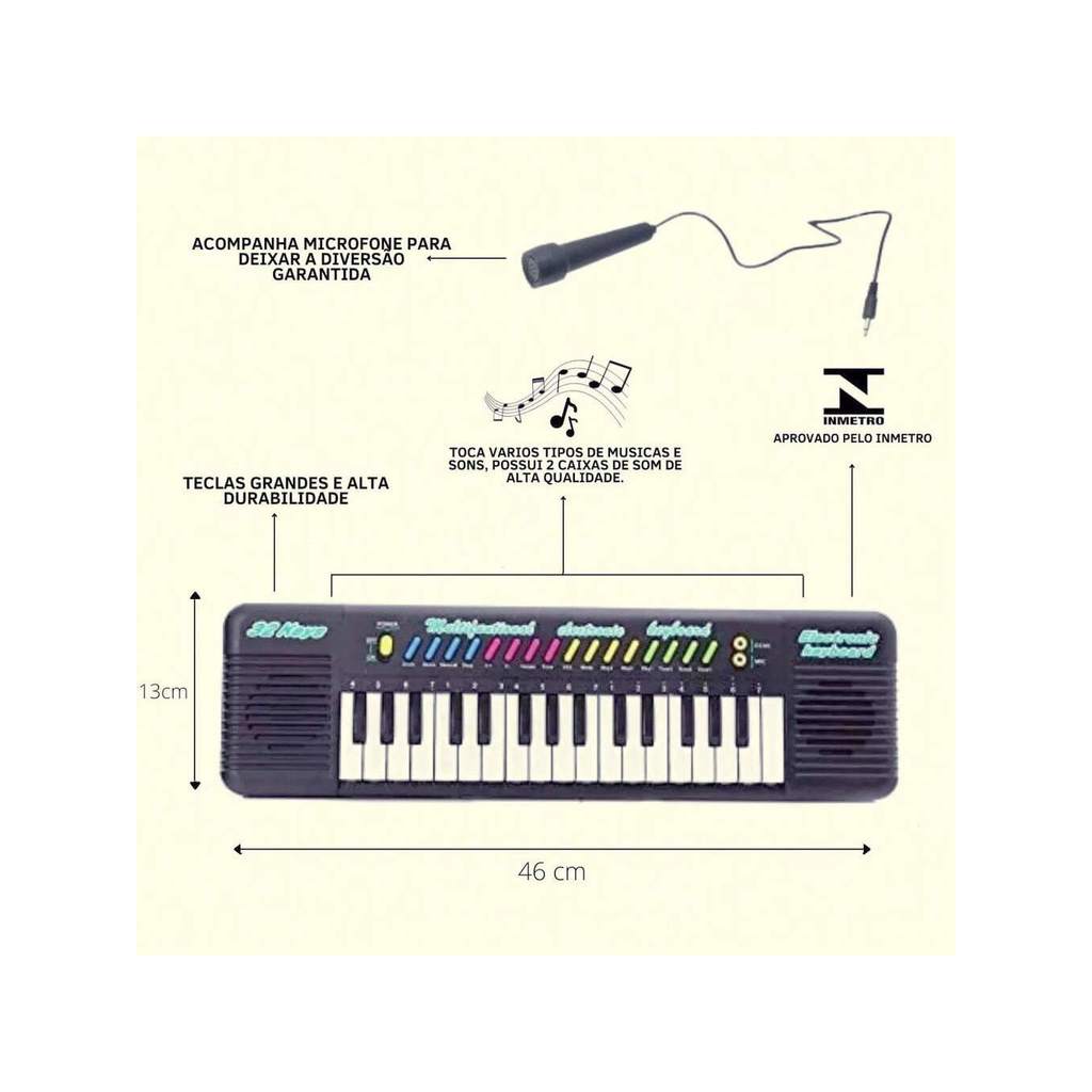 Brinquedo Infantil Teclado Musical Piano com Karao