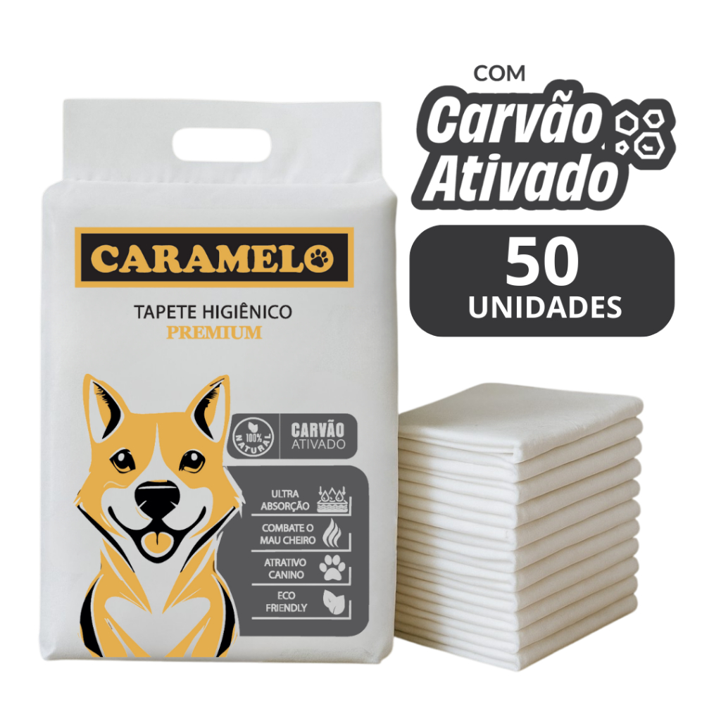 Tapete Higiênico Caramelo Carvão Ativado 50 unid