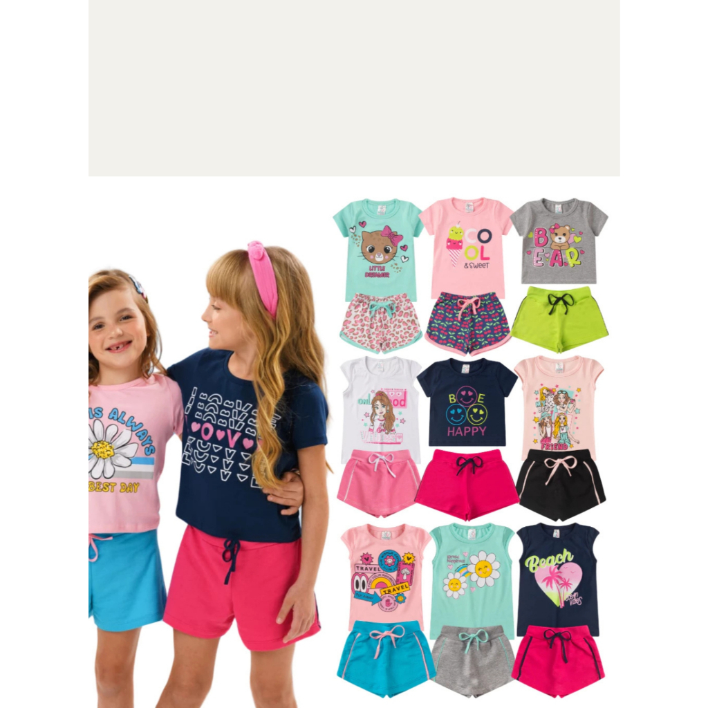 Kit de 2, 4 ou 10 Peças Roupa Infantil Menina Con