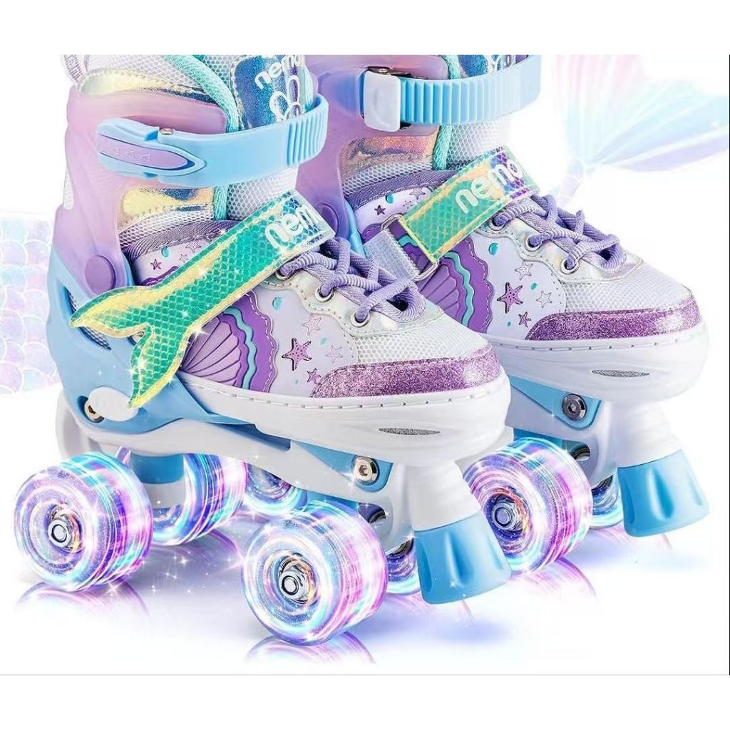 Patins Infantil Roller 4 Rodas ARCO ÍRIS Com Luz