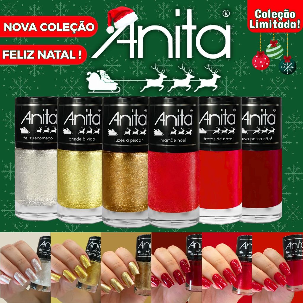 Kit 5 Esmaltes Anita Nova Coleção de Natal Tons 