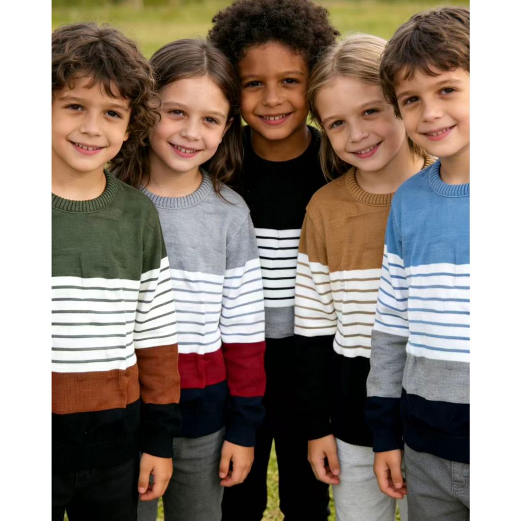 Suéter de inverno de tricô grosso para menino