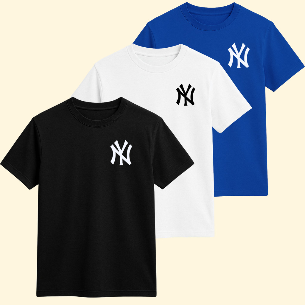 Kit 3 Camiseta Algodão Infantil New York Casual V