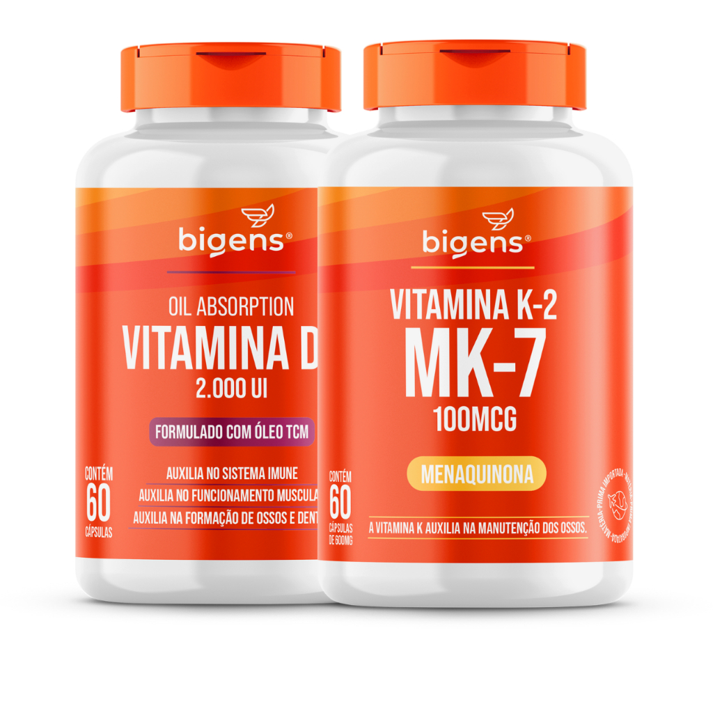 BIGENS KIT C/ VITAMINA D3 2000UI+ K2 MK-7 100MCG, 