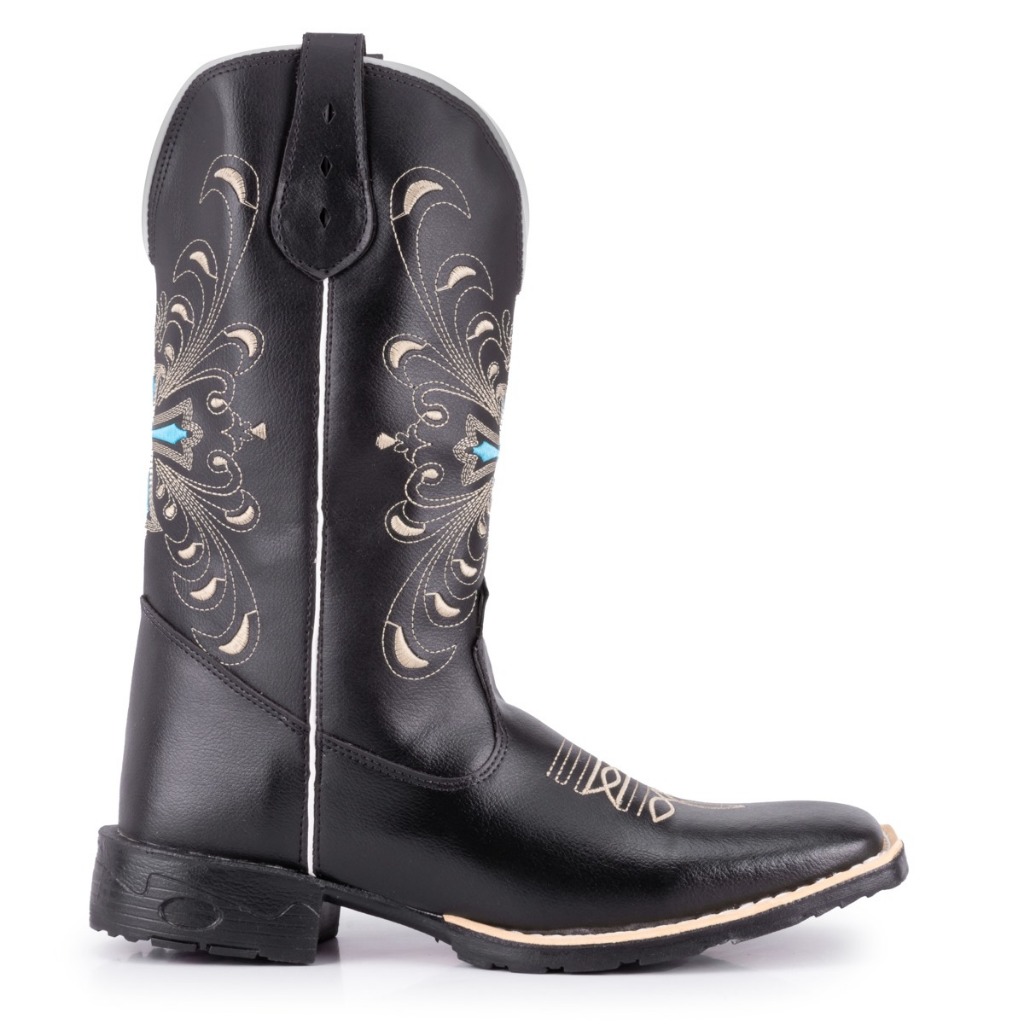 Bota Texana Feminina Country Bico Quadrado Sola Bo