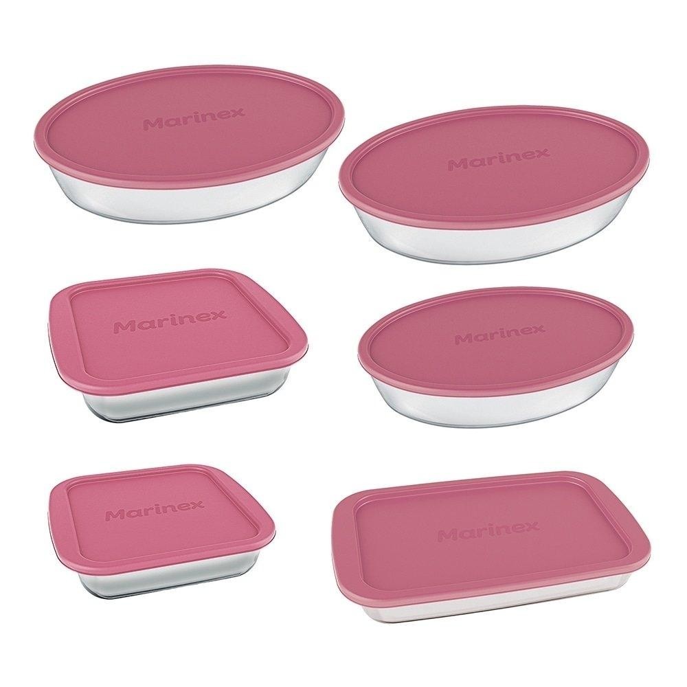 Conjunto de Assadeiras de Vidro Marinex | Com Tamp