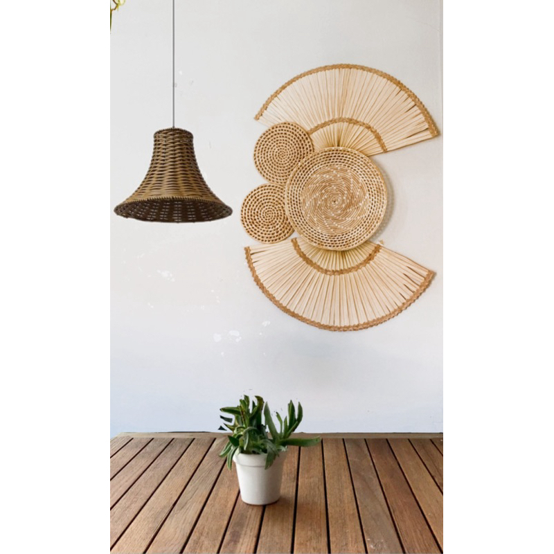 Composição de parede de palha artesanal Kit com 