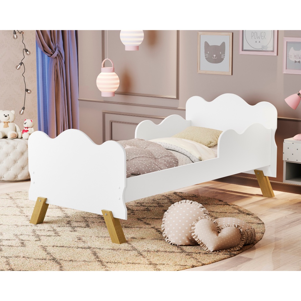 Mini Cama Infantil Angel Nuvem De MDF Com Proteç�