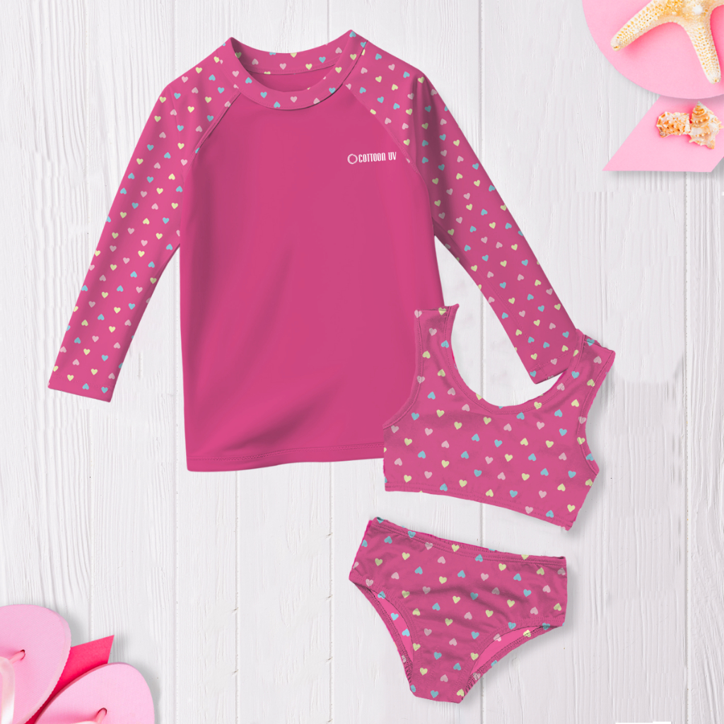 Conjunto Biquini infantil + Camiseta UV Proteção