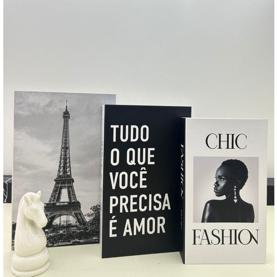 Conjunto de Caixa Livro Decorativa Organizadora Pa