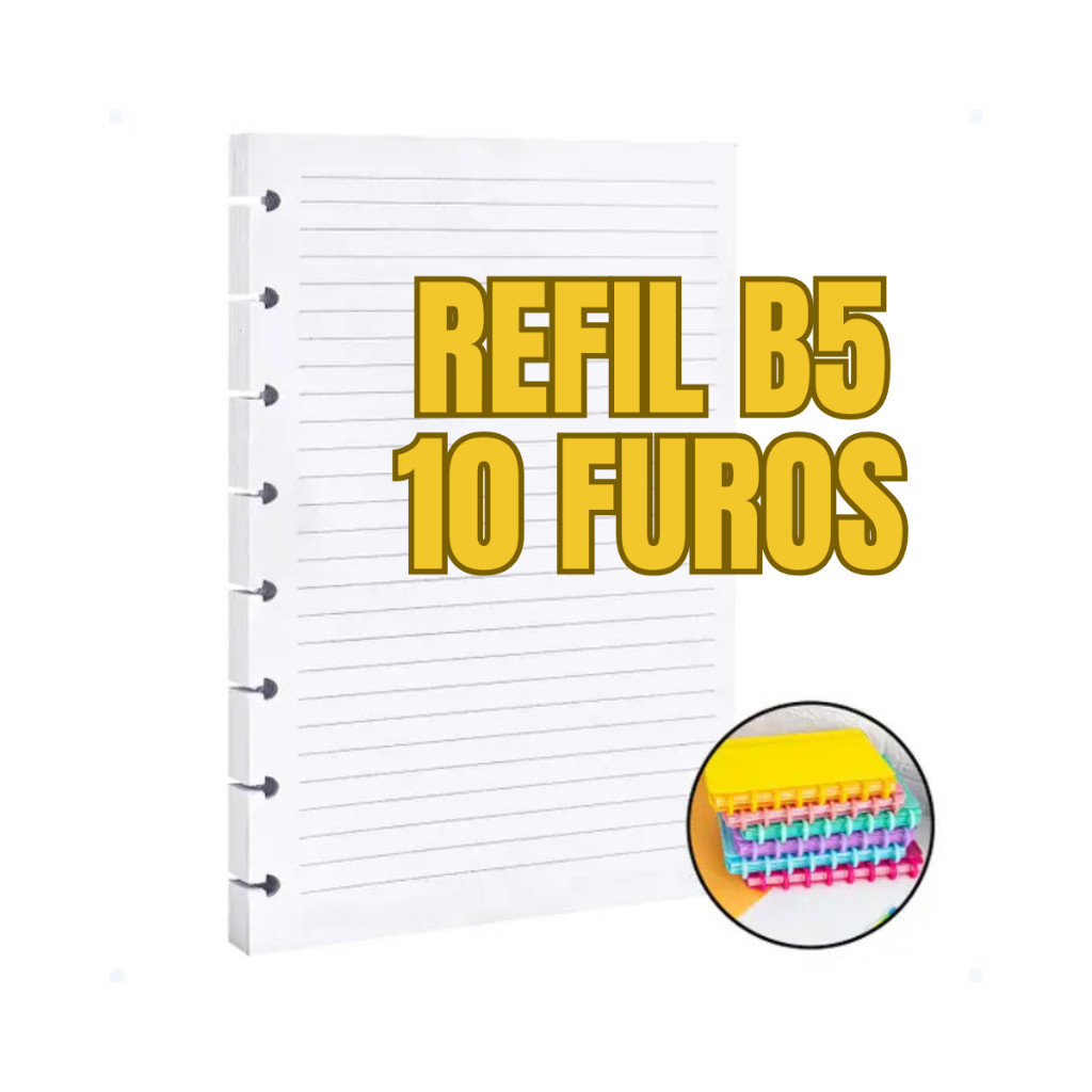 Kit 2 Refil De Folhas Pautadas Caderno B5 Discos (