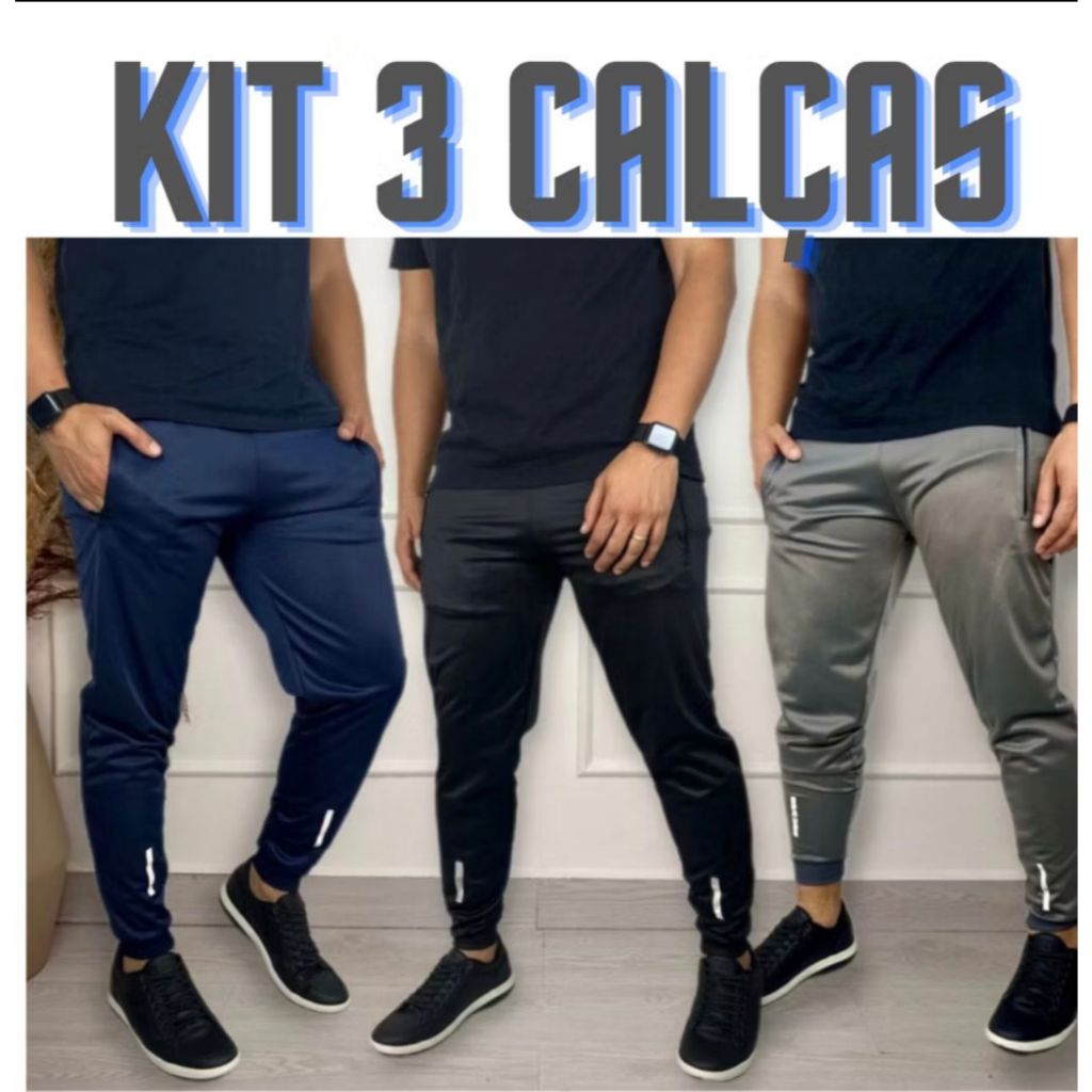 Kit 3 calça masculina Dry Fit Esportiva Treino Co