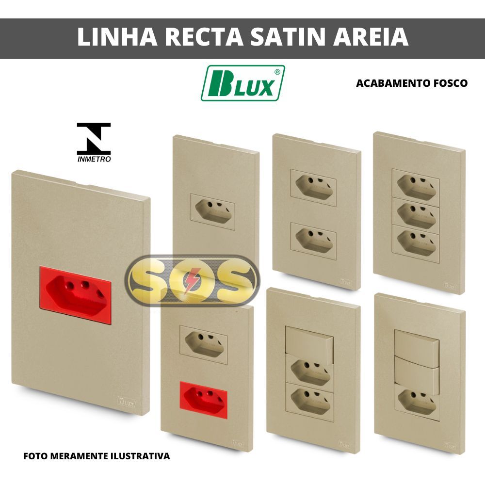 CONJUNTOS AREIA FOSCO RECTA SATIN BLUX TOMADAS 10A