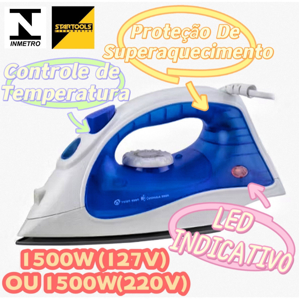 Ferro De Passar A Vapor Premium 127V OU 220V 1500W