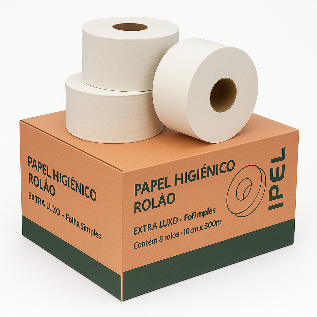 Papel Higiênico Rolão Ipel 300m 8 Rolos 200m 250