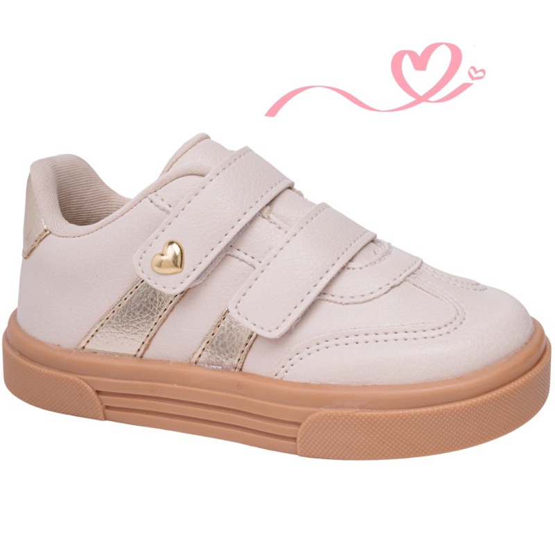 Tênis Infantil Feminino Casual com Velcro e Detal