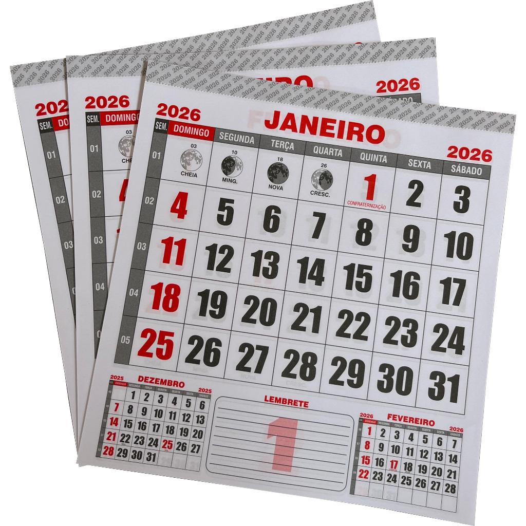 Blocos Calendário 2026 22x23cm Refil Folhinha C