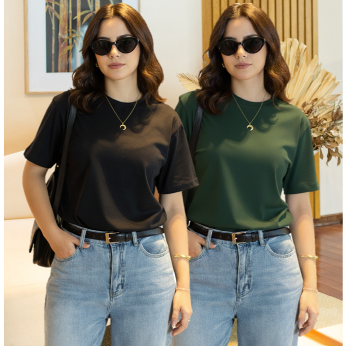 Kit 2 T-shirt Feminina Camiseta Sem Estampa 100% A