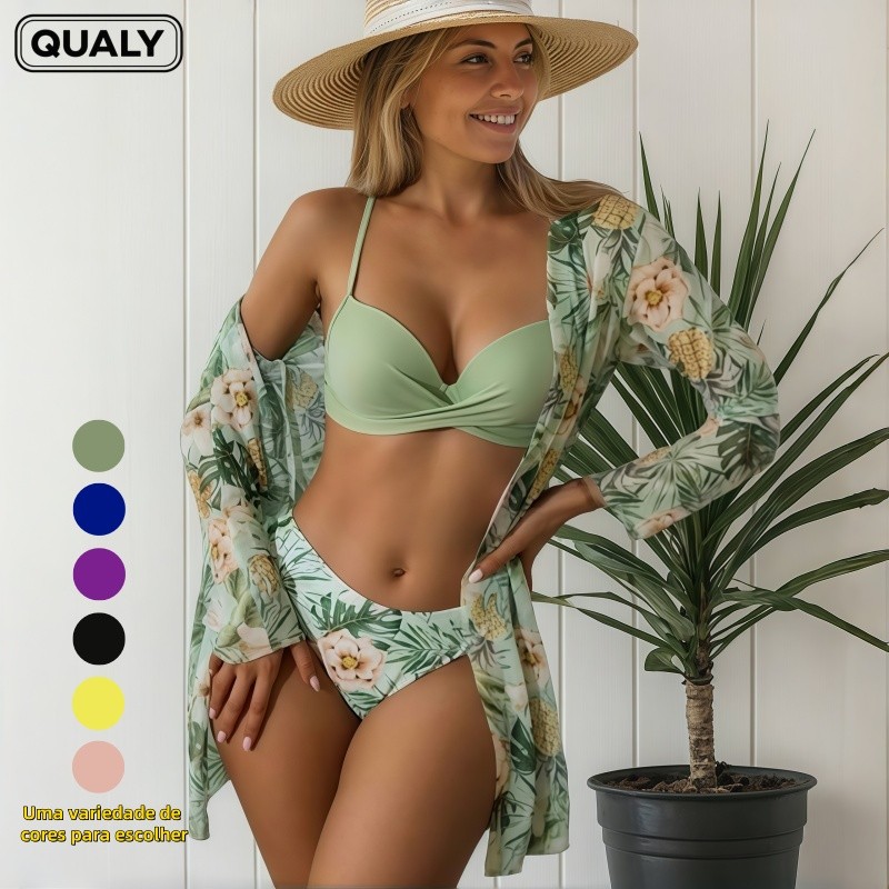 Conjunto Biquíni 3 Peças Feminino biquini Fato d