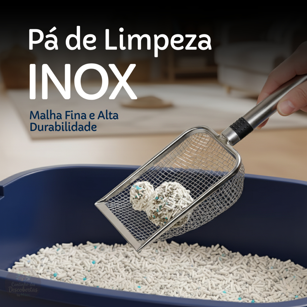 Pá Peneira Inox de Areia Coletora Higiênica Pet 