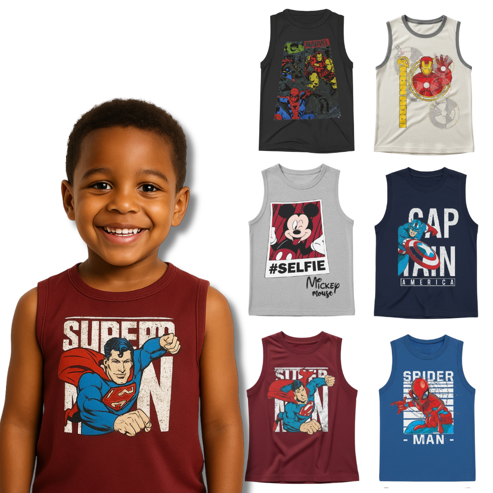 Kit Sortido 4 Regata Manga Curta Estampada Masculi