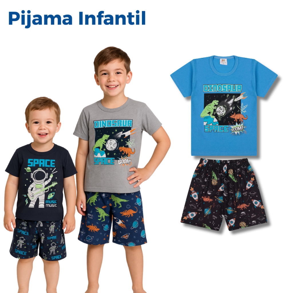 Pijama BRILHA NO ESCURO Infantil Menino Verão Ast